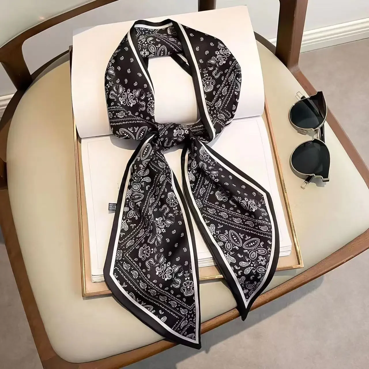 Luxury Bags For Travel - Design Print Skinny Scarf Plaid Horse