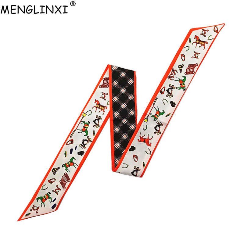 Luxury Bags China - Horse Plaid Skinny Scarf Women Bag