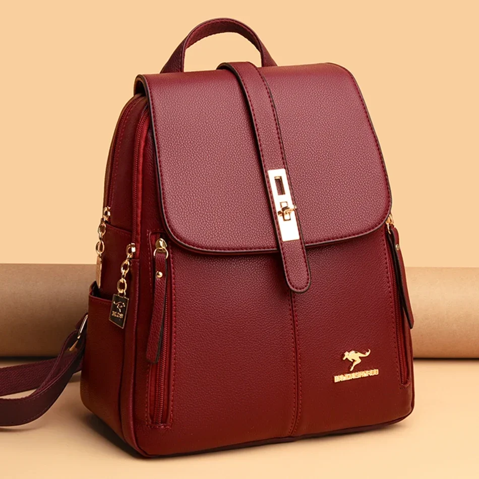 Luxury Bags For Travel - Women Leather Large Capacity Backpack High