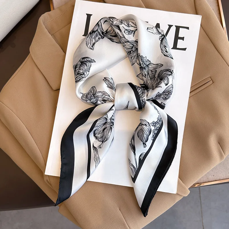 Luxury Bags China - 70*70cm Luxury Floral Print Silk Square