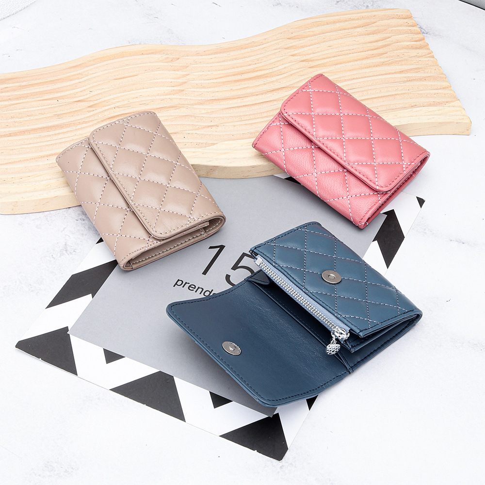 Luxury Bags Brand Names - Sheepskin Quilted Card Holder Women Bifold